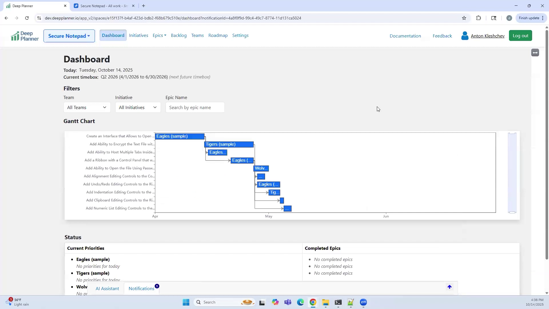 Using the Dashboard - Deep Planner Knowledgebase Portal