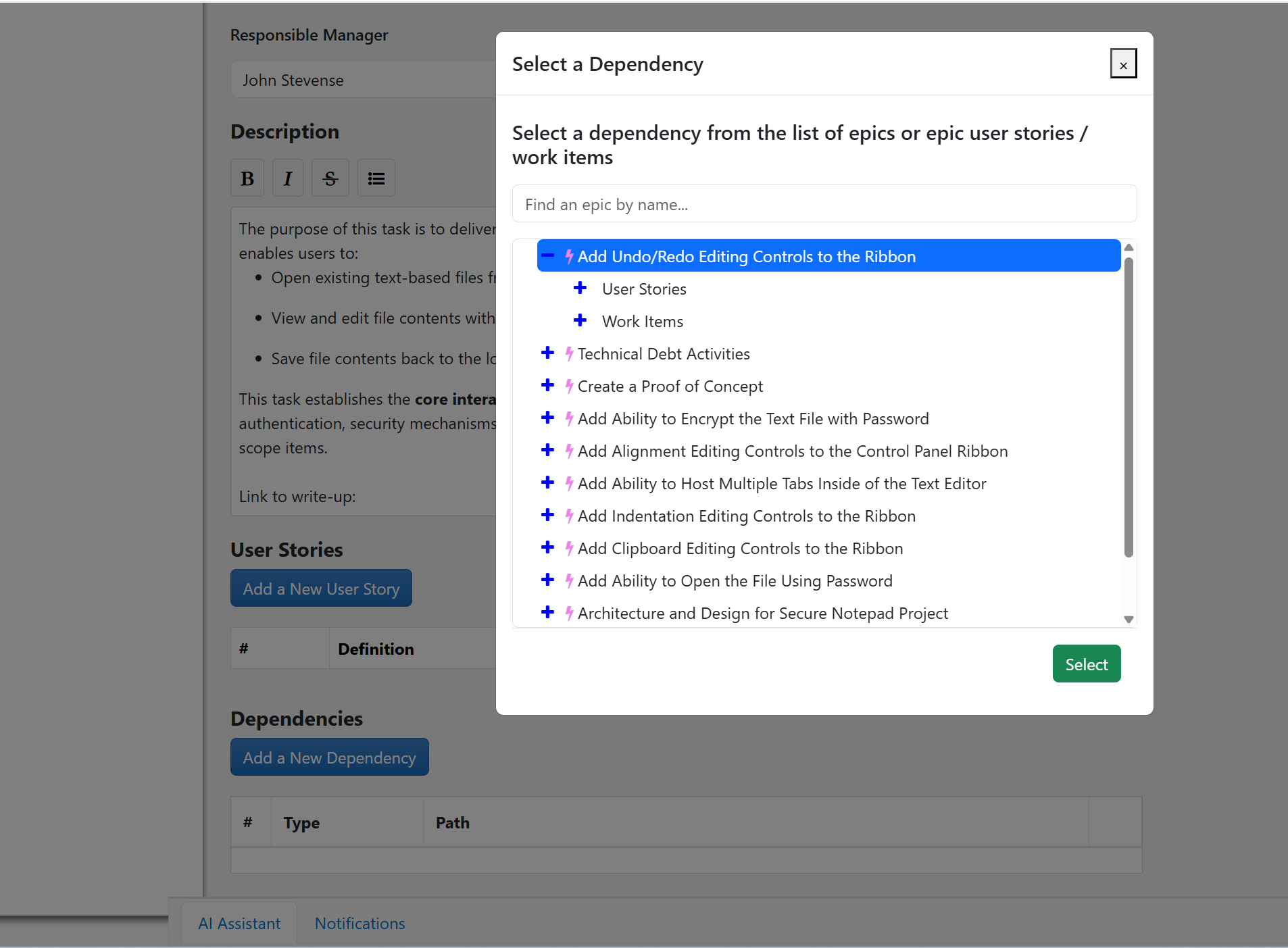 Epics - Deep Planner Knowledgebase Portal